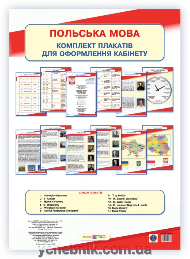 Польська мова. Комплект плакатів для оформлення кабінету Мастіляк В. 2021 від компанії ychebnik. com. ua - фото 1