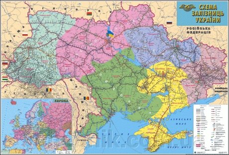 Купити Схема залізниць України | «Учебник» (Одеса, Київ, Львів, Харків, Дніпро)
