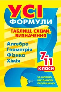 Усі формули таблиці схеми визначення 7-11 класи (алгебра, геометрія, фізика хімія) Роганін О. 2021