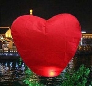 Небесный фонарик Сердце 1 м красный (3002-1)