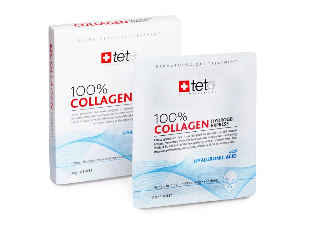 Collagen Hydrogel Mask TETe Cosmeceutical Гідрогелева колагенова маска Експрес-догляд Швейцарія, упаковка-4шт від компанії ПРОФІКО - фото 1