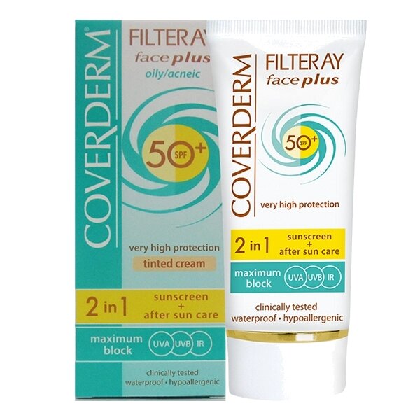 Coverderm FILTERAY Face plus SPF50 + Oily / Acneic Skin Солнецезащітний крем для жирної шкіри від компанії ПРОФІКО - фото 1