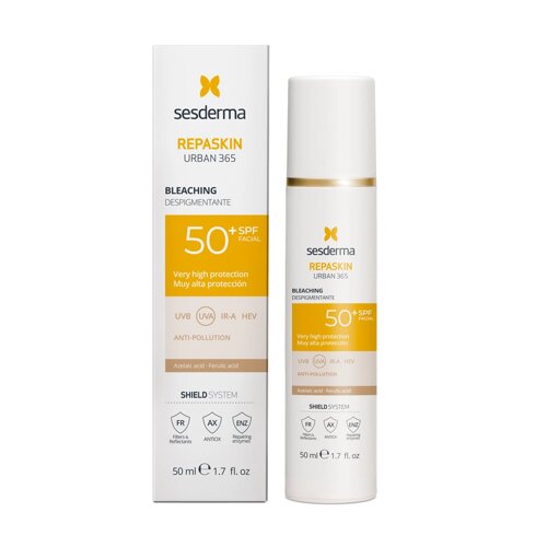 Депігментуючий сонцезахисний крем для обличчя SPF50 Sesderma Repaskin Urban 365 Despigmentante SPF50