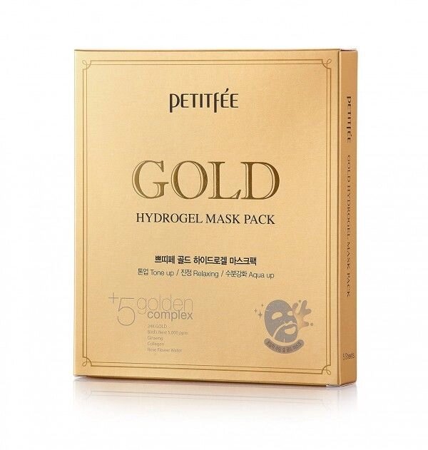 Гідрогелева маска для обличчя з золотомим комплексом +5 PETITFEE Gold Hydrogel Mask Pack +5 golden complex від компанії ПРОФІКО - фото 1