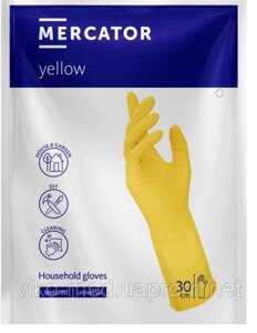 Захисні та господарські латексні рукавички жовтого кольору MERCATOR yellow р. S