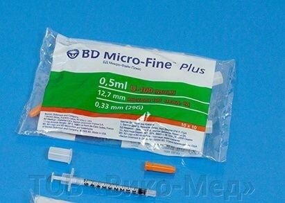 Інсуліновий шприц BD Micro-Fine Plus, 0,5 млл, з інтегрованою голкою (29G) 0,33 мм x 12.7 мм (U-100) від компанії ТОВ «Віко-Мед» - фото 1