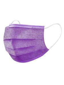 Маска медична тришарова (на резинках) (в упаковці 50 шт), фіолетова, нестерильна