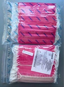Маска медична тришарова (на резинках) (в упаковці 50 шт), рожева, нестерильна