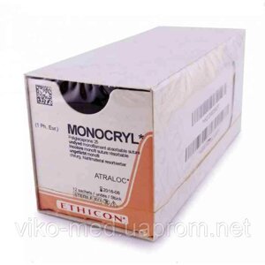 Монокріл (MONOCRYL) 4/0, колюча, 3/8, 17 мм. фіолетова, 70 см.