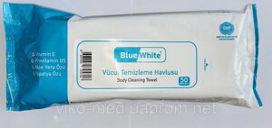 Очищаючі серветки для тіла (вологі рушники, рушник для обтирання) 250 х 250мм №50 TM Blue and White