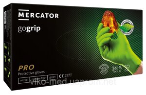 Рукавички нітрилові р. М, неприпудрені MERCATOR gogrip (green) нестер. 9.9 г., довж. менж. 240 мм
