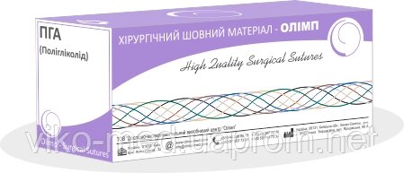 ПГА (Полігліколід) 3/0, колюча, 1/2, 75 см.  25 мм Олімп (розсмокт.) від компанії ТОВ «Віко-Мед» - фото 1