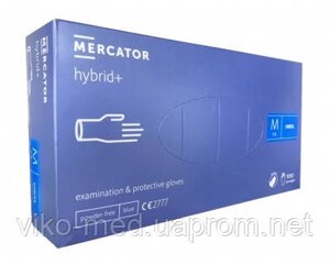 Рукавички нітриловінілові MERCATOR Hybrid+ без пудри, р. M, 100 шт