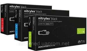 Рукавички оглядові NITRYLEX BLACK нітрилові неопудрені чорні р. L щ. 4.1 гр.