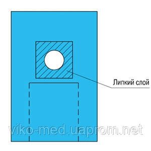 Покриття офтальмологічне 100х80 см з липким шаром, кишенею та отвором d=7 см (ламінований спанбонд), стерильне