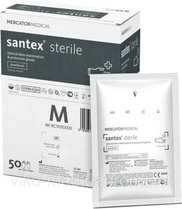 Рукавички оглядові стерильні латексні з пудрою Santex Sterile р. М (Сантекс)