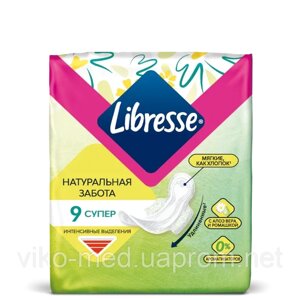 Гігієнічні прокладки Libresse Натуральна турбота Супер, з крильцями, 9 шт