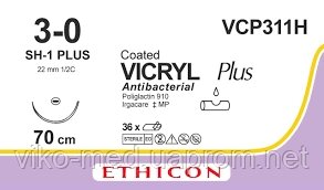 Вікрил Плюс (Vicryl Plus) 3/0, довжина 70см, колюча голка 22мм 1/2 * в Києві от компании ТОВ «Вико-Мед»