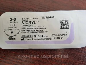 Вікрил (VIKRIL) 3/0, зворотньо-ріжуча, голка 26 мм, нитка 45 см, 3/8 в Києві от компании ТОВ «Вико-Мед»