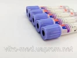 Вакуумна пробірка для забору крові MEDRYNOK 2 мл K3 EDTA 13х75, фіолетова кришка, стерильна