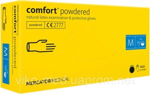 Рукавички латексні оглядові, опудренниє COMFORT POWDERED (50 пар/уп) р. S