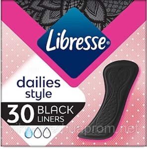 Щоденні гігієнічні прокладки Libresse Daily Fresh Normal Black (для чорної білизни), 30шт