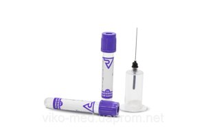Пробірка вакуумна для забору крові VACUSERA, 2 мл, з К2 ЕДТА 13x75 мм, з фіолетовою кришкою