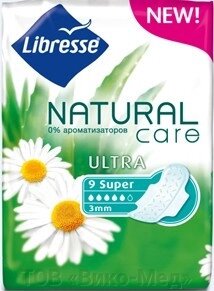 Прокладки гігієнічні Libress Natural Care Ultra Super, 5 крапель, 9 шт від компанії ТОВ «Віко-Мед» - фото 1