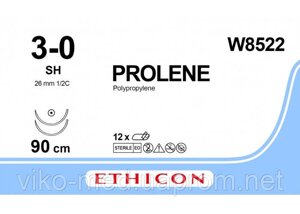 Пролен синій (PROLENE) 3/0, 2 колючі голки 26мм, нитка 90 см, 1/2 *