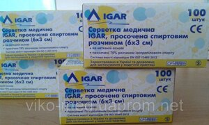 Спиртова серветка 30 х 60 мм №100 Ігар *