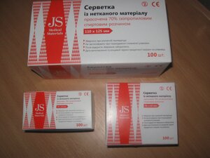 Спиртова серветка 65 х 56 мм (для обробки рук і поверхонь) JS