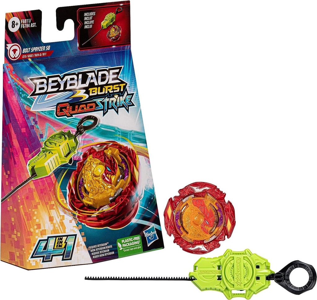 Бейблейд Квадстрайк Болт Спрайзен С8 з пусковим пристроєм Beyblade Burst QuadStrike Bolt Spryzen S8 Оригінал від компанії DiscoShop - фото 1