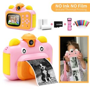 Дитяча камера 12 МП 1080P з функцією друкування / Дитячий фотоапарат рожевий