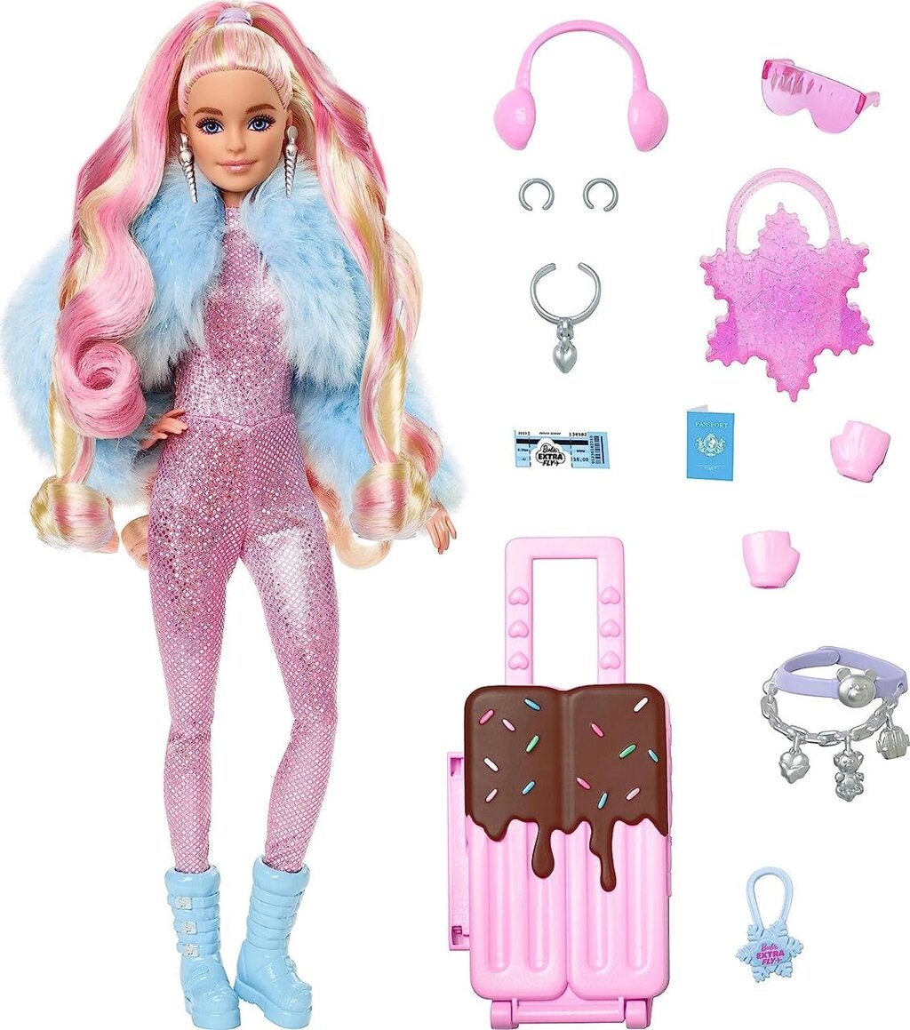 Лялька Барбі Екстра у зимовому одязі Barbie Extra with Snow-Themed Travel Оригінал від компанії DiscoShop - фото 1