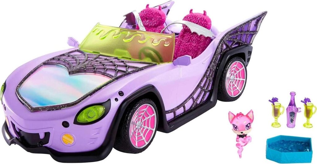 Машина Монстер Хай монстромобіль Фіолетовий кабріолет Monster High Toy Car Ghoul Mobile HHK63 Оригінал від компанії DiscoShop - фото 1