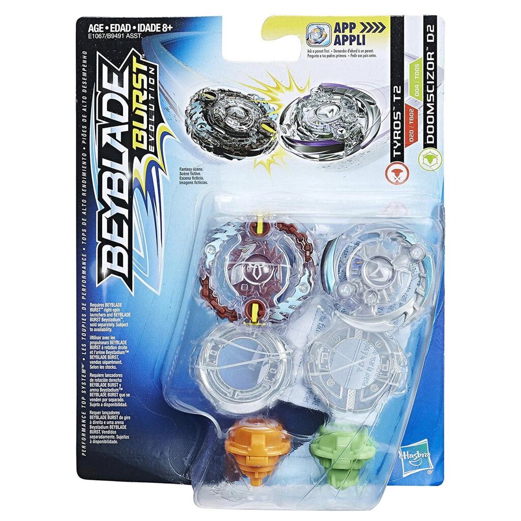 Набір Бейблейдів Думсайзор Д2 і Тайрос Т2 Beyblade Burst Beyblade Burst Evolution Dual Tyros T2 Doomscizor D2 від компанії DiscoShop - фото 1