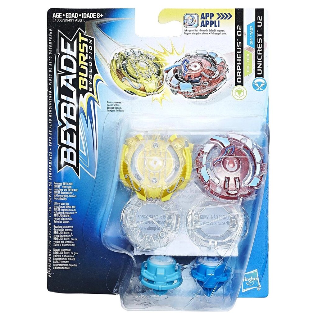 Набір Бейблейдів Орфеус О2 і Юніхрест Ю2 Beyblade Burst Evolution Dual Pack Orpheus O2 Unicrest U2 Оригінал від компанії DiscoShop - фото 1