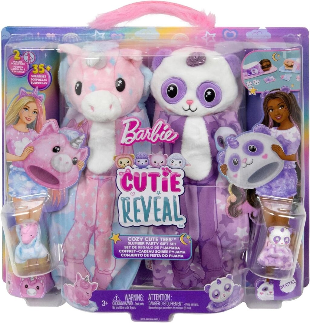 Набір ляльок Барбі Піжамна вечірка Barbie Cutie Reveal Gift Cozy Sleepover Set with 2 Dolls від компанії DiscoShop - фото 1
