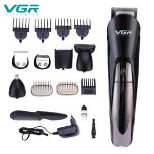 Багатофункціональний тример набір для стрижки волосся та для гоління та носа VGR V-012 6 в 1 чорний