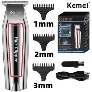 Машинка для стрижки волосся акумуляторна Kemei Km-032 тример для бороди та вусів
