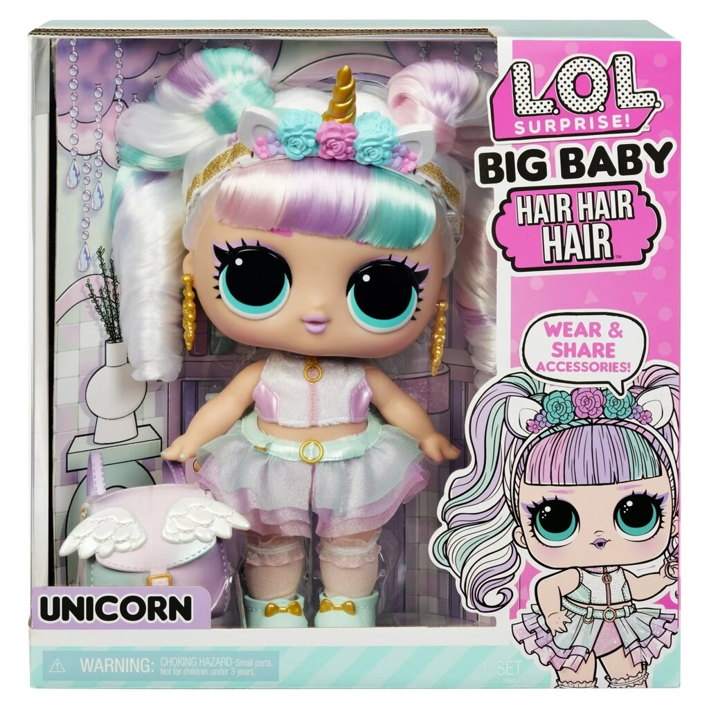 Велика крихітка Лол Єдиноріг LOL Surprise Big Baby Hair Hair Hair Hair Unicorn 579717 Оригінал MGA від компанії DiscoShop - фото 1