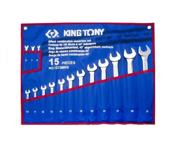 Набор комбинированных ключей, 6-32 мм, чехол из теторона, 15 предметов KING TONY від компанії АвтоСпец - фото 1