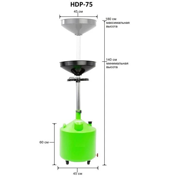 Установка для зливу масла пластикова 75л HDP-75 GIKRAFT від компанії АвтоСпец - фото 1