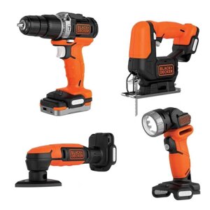 Набір із чотирьох акумуляторних електроінструментів BLACK+DECKER BDCK123S2S