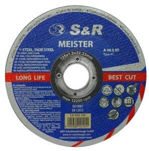 Круг відрізний для металу та неіржавкої сталі S&R Meister A 46 S BF 125x1,2x22,2 (131012125) 200 шт.