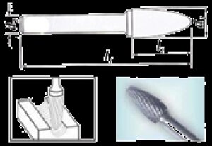 Промінструмент Ф 12,5 хв. 6 ВК8 62/20 Борфрези сфериконічні