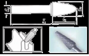 Промінструмент L 20х31,5х8х100 ВК8 Борфреза конічні із заокругленим кінцем