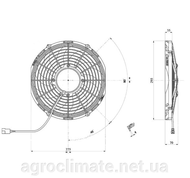 Електричний вентилятор для авто радіатора 10 дюймів 24 V (VA09-BP50/C-54S, VA09-BP12/C-54A Аналог) від компанії Agroclimate - фото 1