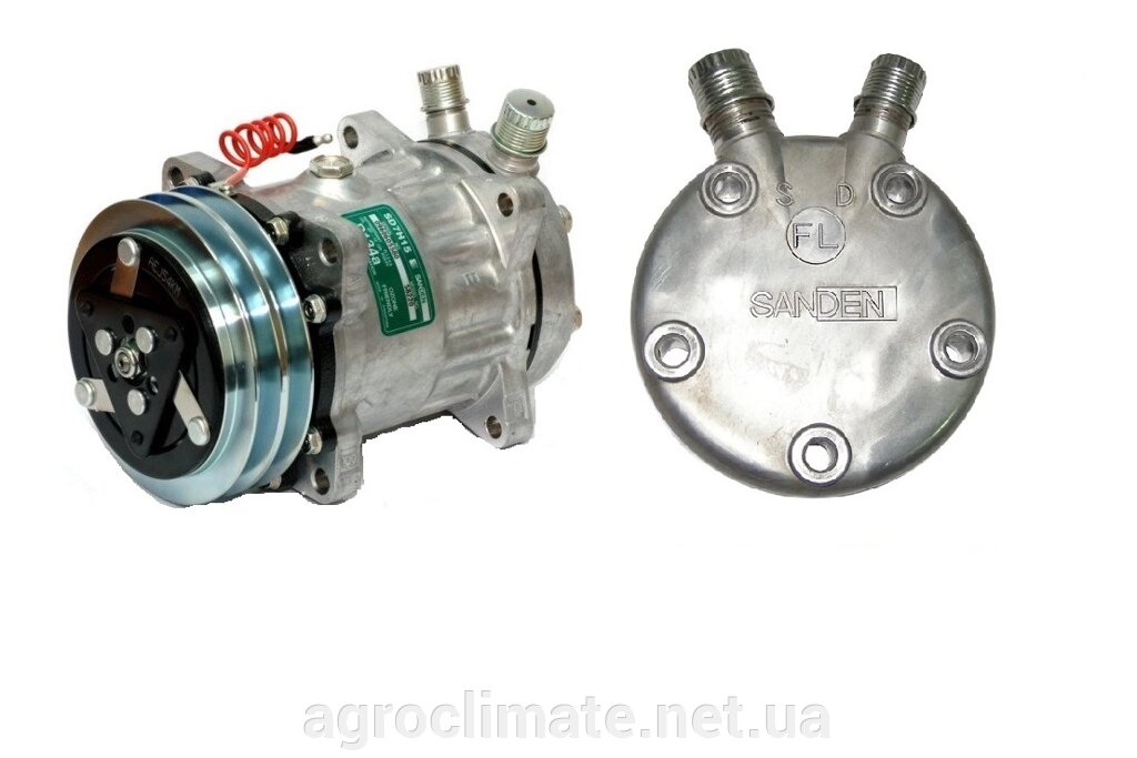 Компресор кондиціонера Sanden SD5H14 132mm. А2 12 V МТЗ, ХТЗ, ЮМЗ, Кий, навантажувачі, Case, Claas, New Holland від компанії Agroclimate - фото 1