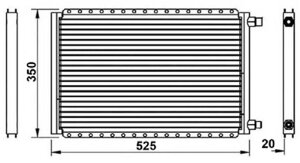 Конденсатор-радіатор кондиціонера універсальний 14х21 (350х525х20мм)